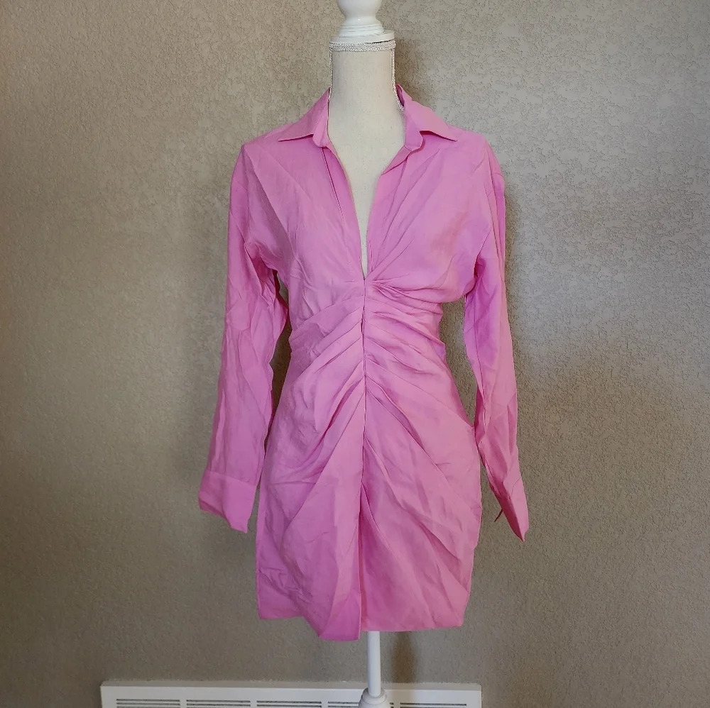 Zara long sleeve dress size Small barbie pink